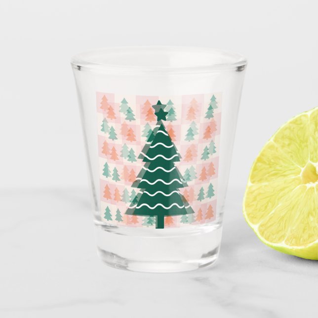 Copo De Shot  Árvore de Natal Fofo Design de Férias.  (Frente)