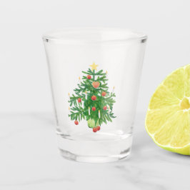 Copo De Shot Árvore de Natal Vintage com um Biscoito em Forma d
