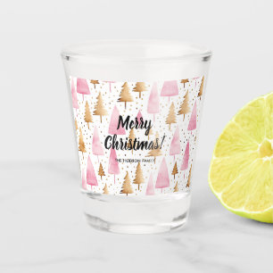 Copo De Shot Árvore Rosa Dourada Feliz de Natal