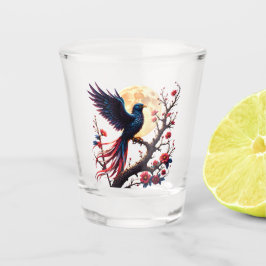 Copo De Shot Asa-de-carmesim ao luar – Ave de Fantasia Mística.