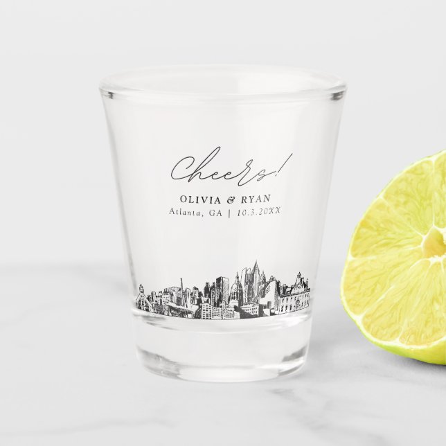 Copo De Shot Atlanta Wedding Favor Personalizado Cheers (Frente)