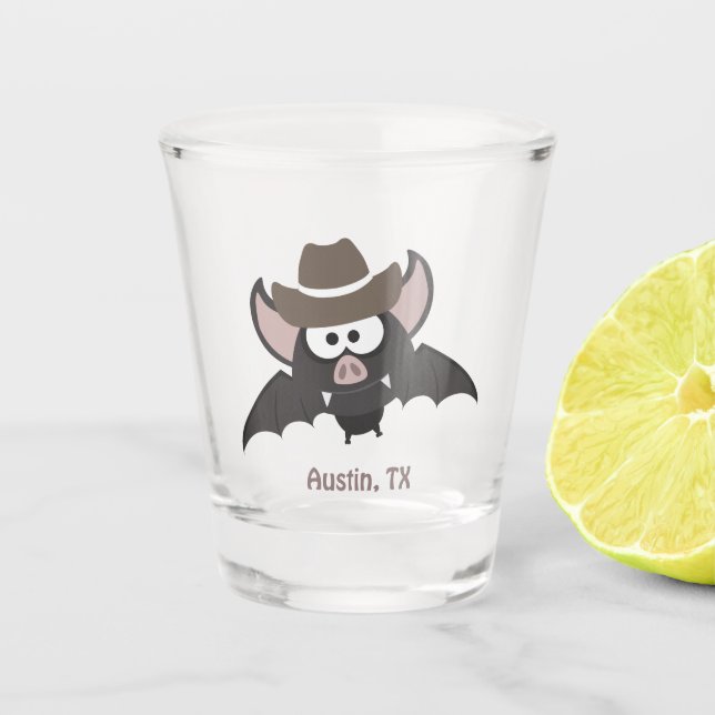 Copo De Shot Austin Texas Cute Cartoon Cowboy Bat (Frente)