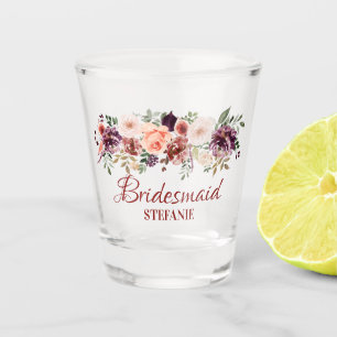 Copo De Shot Autumn Boho Rustic Watercolor Flowers Bridesmaid