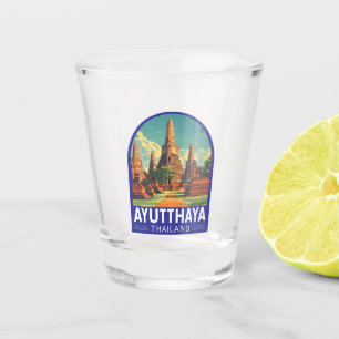 Copo De Shot Ayutthaya Thailand Viagem Art Emblem