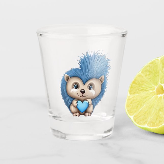 Copo De Shot Azul Fluffy Adorável (Frente)