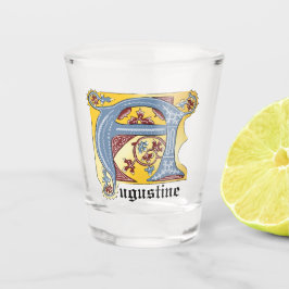 Copo De Shot Azul Medieval e Vermelho Ivy Iluminado - Letra A