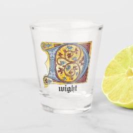Copo De Shot Azul Medieval e Vermelho Ivy Iluminado - Letra D