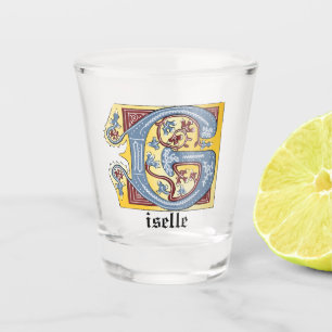 Copo De Shot Azul Medieval e Vermelho Ivy Iluminado - Letra G