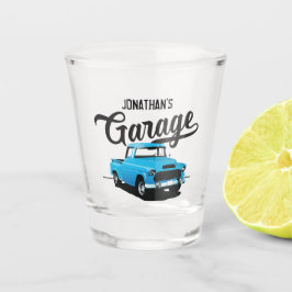 Copo De Shot Azul Vintage Nome do Caminhão Vintage Vidro Person