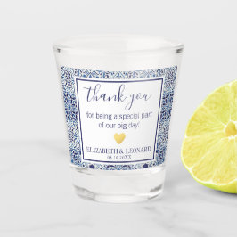 Copo De Shot Azulejos Azuis Favor de Casamento Obrigado