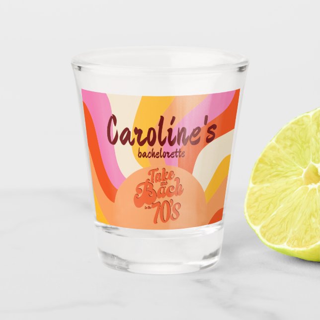Copo De Shot Bach à Bachelorette Sunset Retro Groovy, 70 (Frente)