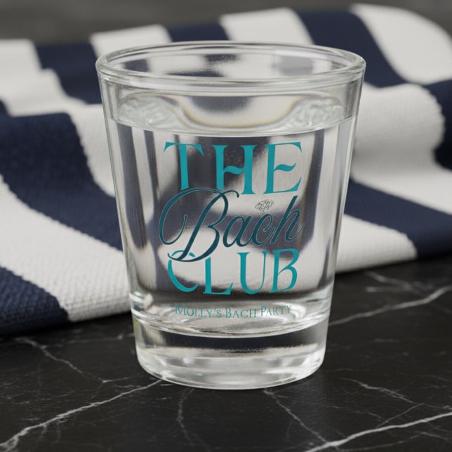 Copo De Shot Bach Club Modern Simple Blue Festa de solteira (Level up your pre-wedding style with “The Bach Club” shot glass!)