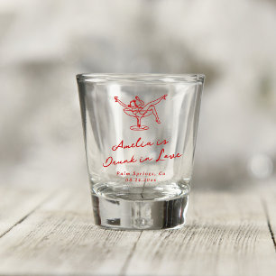 Copo De Shot Bachelorette Vermelho Desenhado à Mão Branca