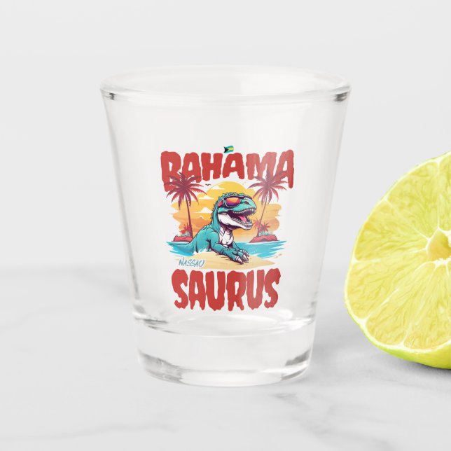 Copo De Shot Bahamas Souvenir Presente: Nassau Bahama Saurus T- (Frente)