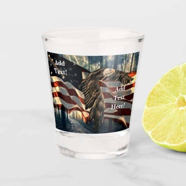 Copo De Shot Bald Eagle American Flag Country Road (Frente)