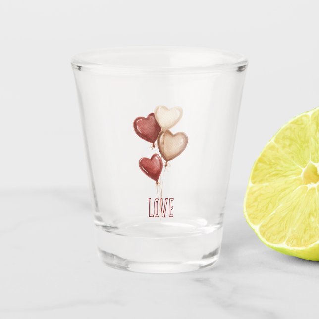 Copo De Shot Balões de Coração de Creme Vermelho Amor  (Frente)