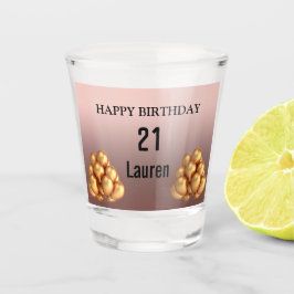Copo De Shot Balões de Rosa Dourado Tendência 21º Aniversário 