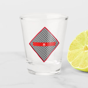 Copo De Shot Bandas de Diagonal Pretas e Brancas