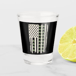 Copo De Shot Bandeira Americana dos EUA Com Trevos para St Patr