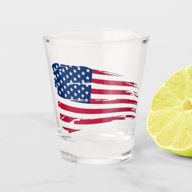 Copo De Shot Bandeira Americana Tatuada (Frente)