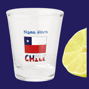 Copo De Shot Bandeira Chilena Personalização Azul