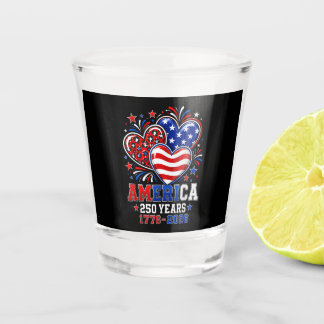 Copo De Shot Bandeira da América do 250º Aniversário Coração 25