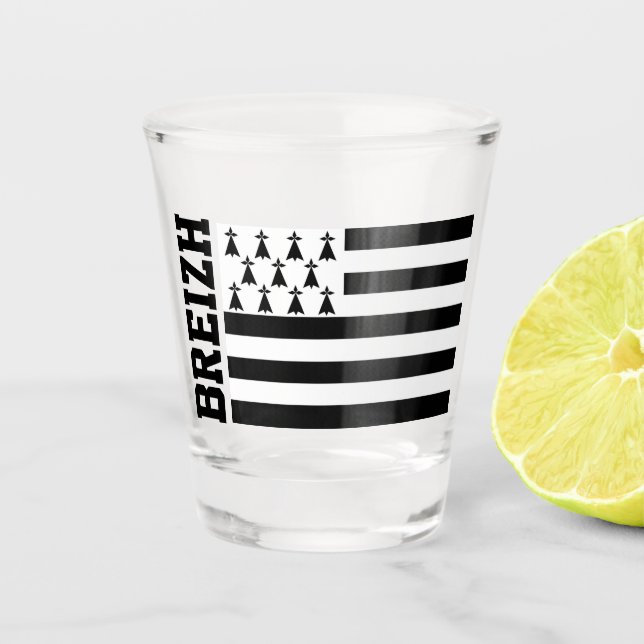 Copo De Shot Bandeira da Bretanha, França (Frente)