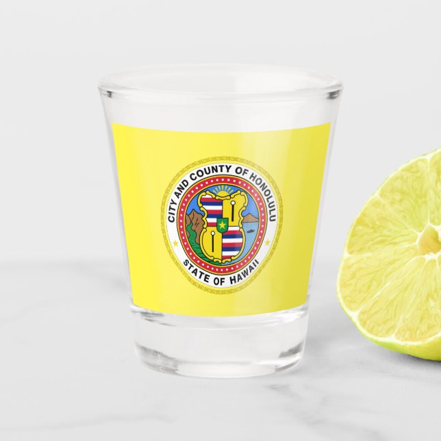 Copo De Shot Bandeira da cidade de Honolulu (Frente)