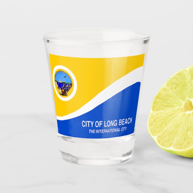 Copo De Shot Bandeira da cidade de Long Beach (Frente)