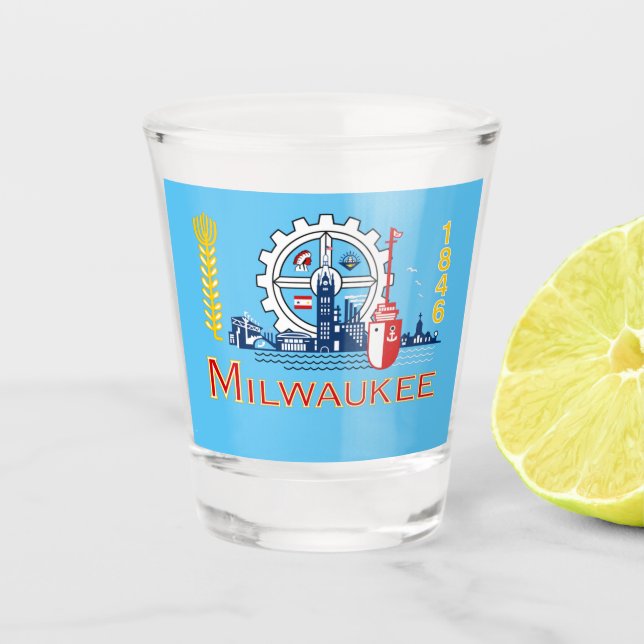 Copo De Shot Bandeira da cidade de Milwaukee (Frente)