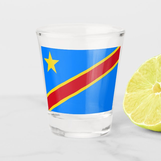 Copo De Shot Bandeira da RDC (República Democrática do Congo) (Frente)