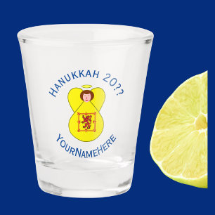 Copo De Shot Bandeira de Hanukkah do Anjo Rampante do Leão Esco