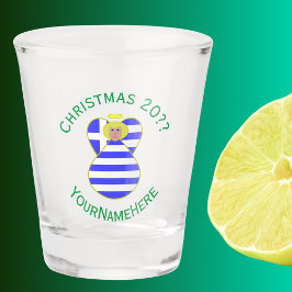 Copo De Shot Bandeira de Natal Anjo Loiro Grego Personalizada