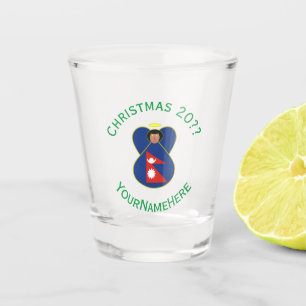 Copo De Shot Bandeira de Natal do Anjo Nepali Personalizada 