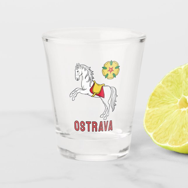 Copo De Shot Bandeira de Ostrava, República Tcheca (Frente)