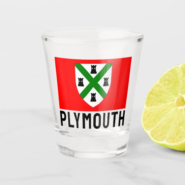 Copo De Shot Bandeira de Plymouth (Inglaterra) (Frente)