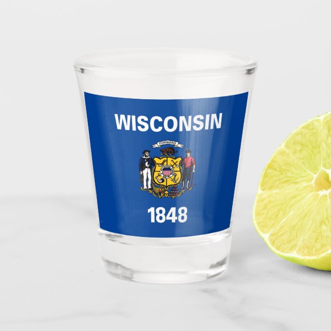 Copo De Shot bandeira de Wisconsin (Frente)