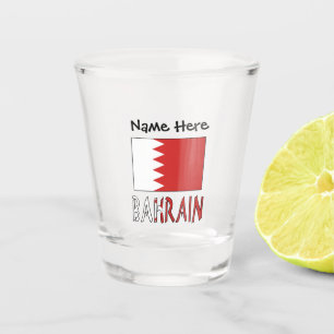 Copo De Shot Bandeira do Bahrein e Bahrein com seu nome