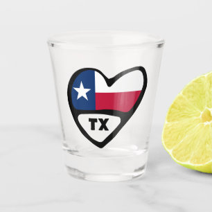 Copo De Shot Bandeira do Estado do Texas no coração, TX Shot Gl