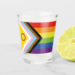 Copo De Shot Bandeira do orgulho intersexo SlipperyJoe's fundo 