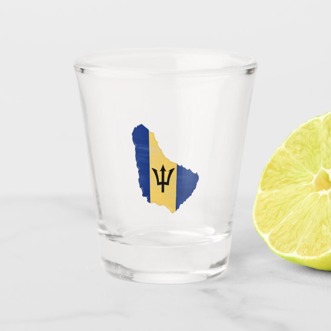 Copo De Shot Bandeira e mapa de Barbados (Frente)
