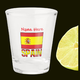 Copo De Shot Bandeira Espanhola Vermelha Personalizada