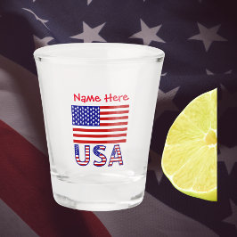 Copo De Shot Bandeira Estados Unidos América EUA Vermelho Perso