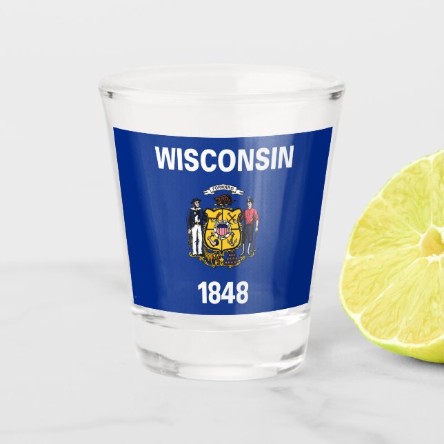 Copo De Shot Bandeira Estadual do Wisconsin (Frente)
