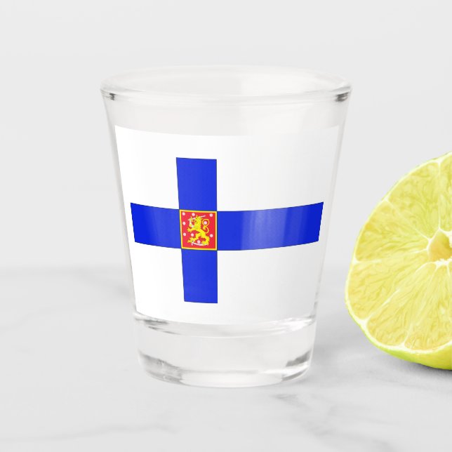 Copo De Shot Bandeira finlandesa (Frente)