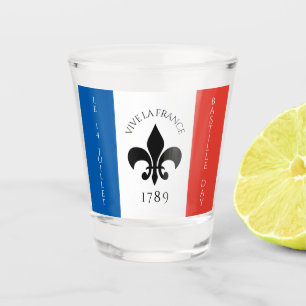 Copo De Shot Bandeira França do Dia da Bastilha Fleur-de-Lis T