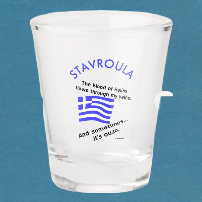Copo De Shot Bandeira Grega Hellas Sangue e Ouzo e Nome (Criador carregado)