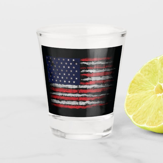 Copo De Shot Bandeira Grunge EUA (Frente)
