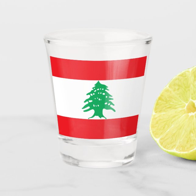 Copo De Shot Bandeira Libanesa (Bandeira do Líbano) (Frente)