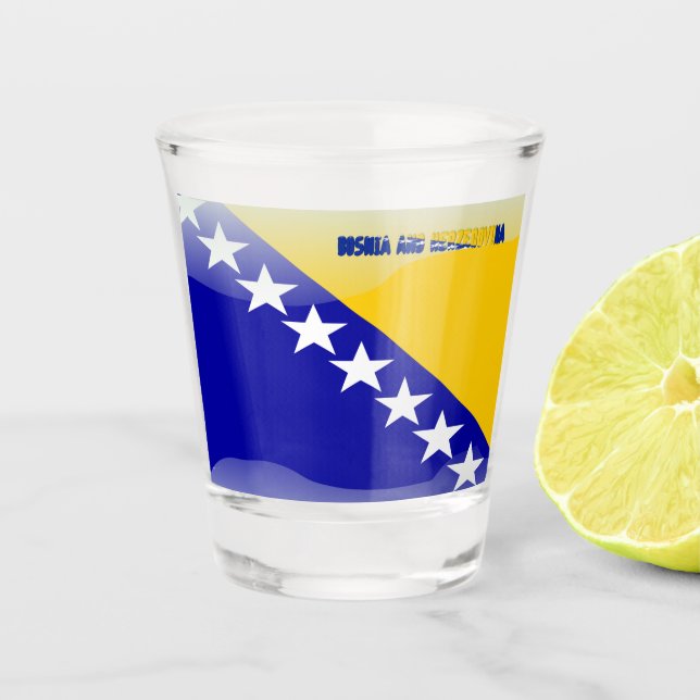 Copo De Shot Bandeira lustrosa bosniana (Frente)